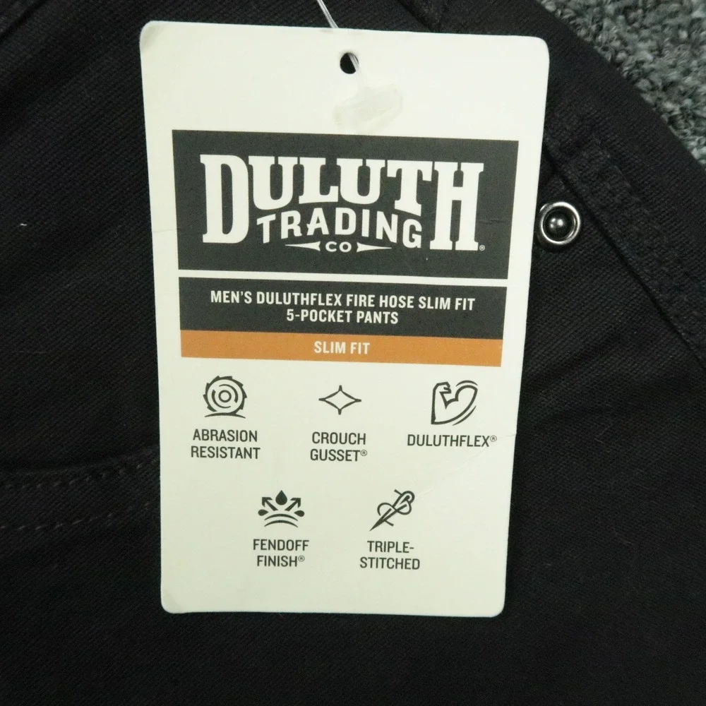 Duluth Pants Mens 32x32 Black DuluthFlex Fire Hose Slim Fit 5 Pocket Trouser